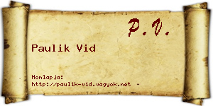 Paulik Vid névjegykártya